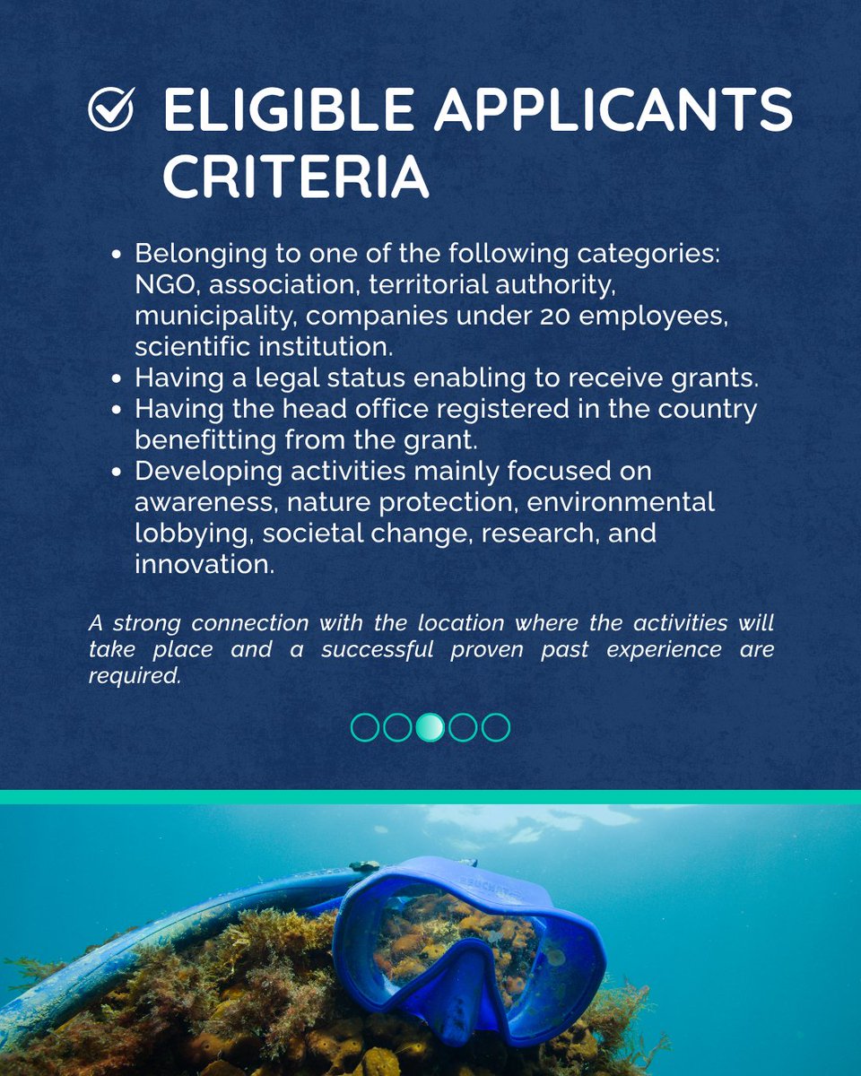 BeMed_org's tweet image. 𝐖𝐡𝐚𝐭 𝐚𝐫𝐞 𝐭𝐡𝐞 𝐞𝐥𝐢𝐠𝐢𝐛𝐢𝐥𝐢𝐭𝐲 𝐜𝐫𝐢𝐭𝐞𝐫𝐢𝐚? ✅
Our ongoing Call for Micro-Initiatives is an opportunity to turn your ideas into concrete actions to reduce plastic pollution in the Mediterranean Sea.

👉 beyondplasticmed.org/en/call-for-pr…

#BeMed #Callforproject