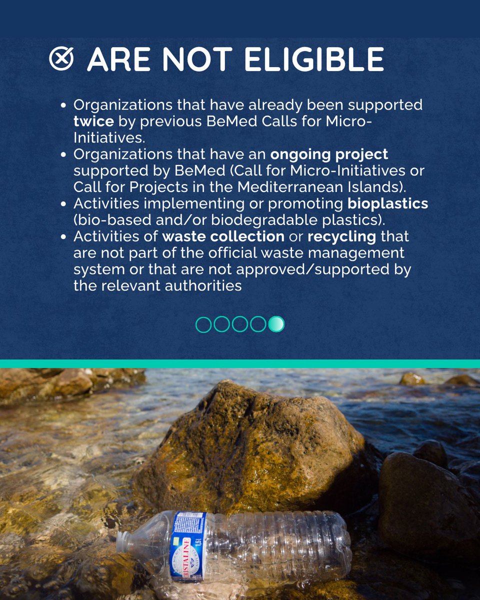 BeMed_org's tweet image. 𝐖𝐡𝐚𝐭 𝐚𝐫𝐞 𝐭𝐡𝐞 𝐞𝐥𝐢𝐠𝐢𝐛𝐢𝐥𝐢𝐭𝐲 𝐜𝐫𝐢𝐭𝐞𝐫𝐢𝐚? ✅
Our ongoing Call for Micro-Initiatives is an opportunity to turn your ideas into concrete actions to reduce plastic pollution in the Mediterranean Sea.

👉 beyondplasticmed.org/en/call-for-pr…

#BeMed #Callforproject