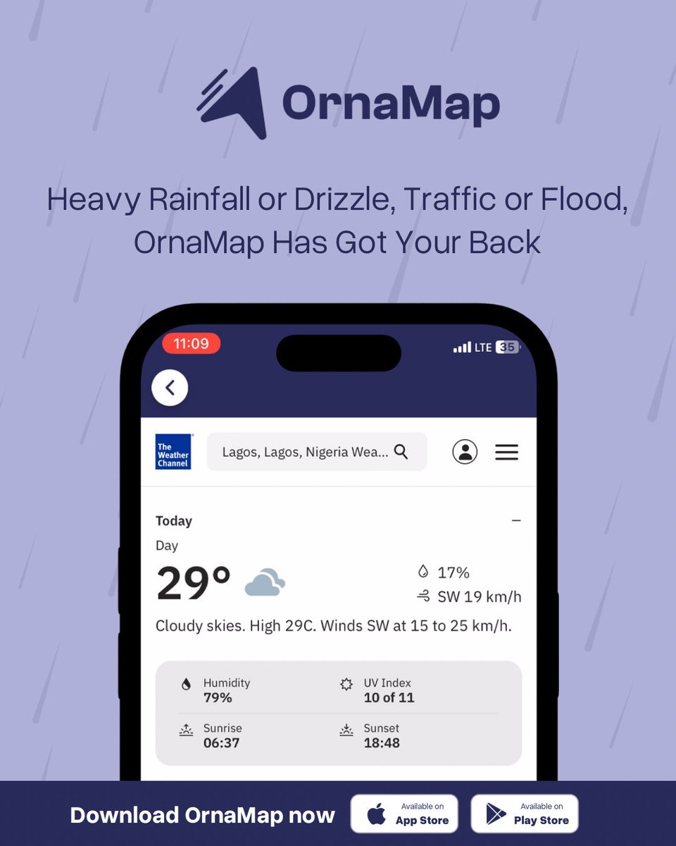ornamapapp's tweet photo. Rainy days don’t have to ruin your commute.

Stay a step ahead with these 6 simple tips to move smart, safe, and dry with OrnaMap.

Check weather updates, avoid flood-prone routes, and plan your trip with OrnaMap.

📲 Download OrnaMap today.

#OrnaMap #RainySeason #LagosCommute https://t.co/R634KOLofM
