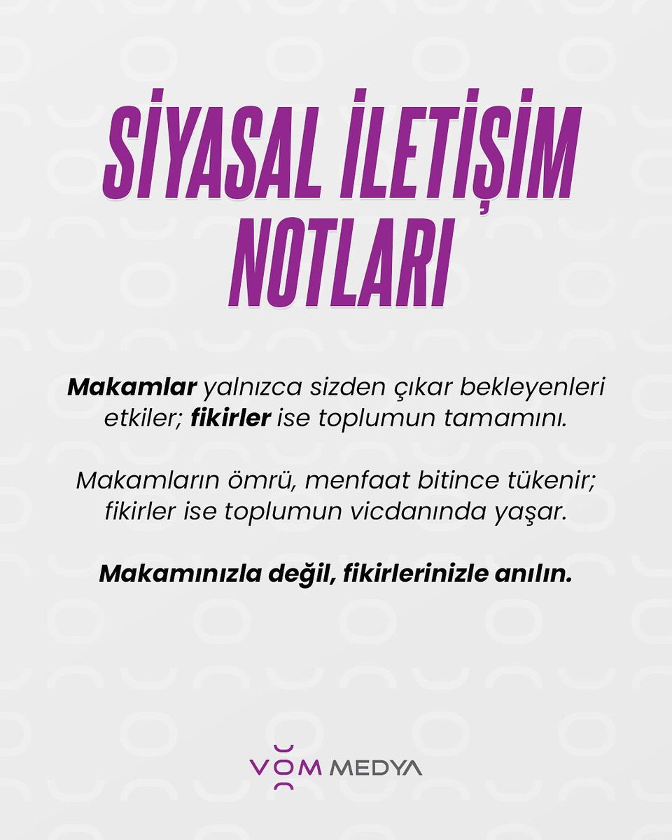 vommedya's tweet photo. Makamınızla değil, fikirlerinizle anılın. https://t.co/4MaRWvYqoc