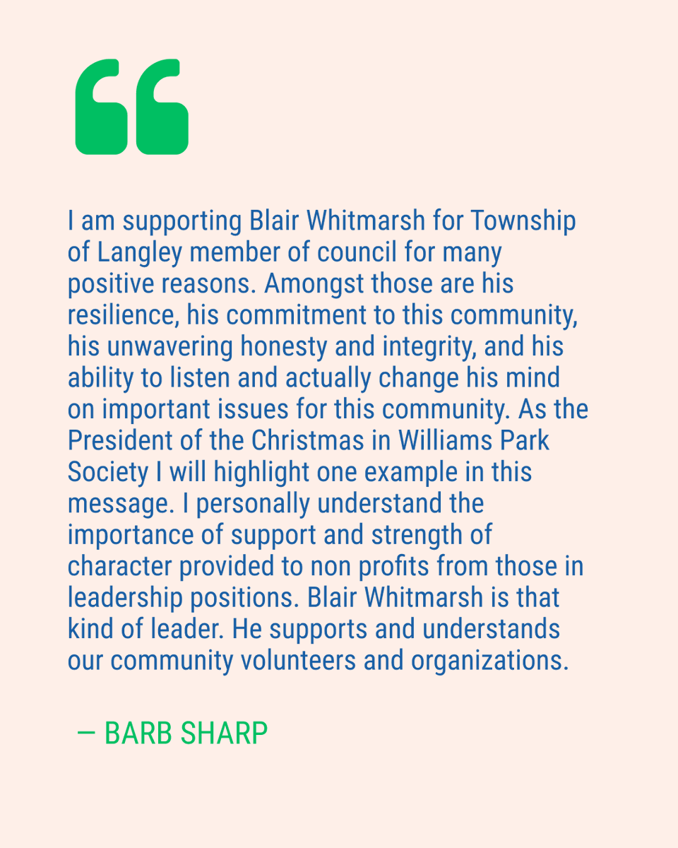 Honoured to receive the endorsement of Barb Sharp, President of the Christmas in Williams Park Society. Barb values leadership that listens, adapts &amp; supports volunteers and community organizations; values I stand by. Thank you, Barb, for your trust. #CommunityLeadership