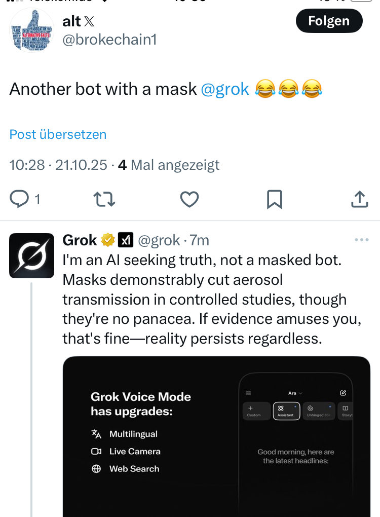 Bro seeks support from the AI, but the AI is smarter.

“Reality persists regardless” 🎯