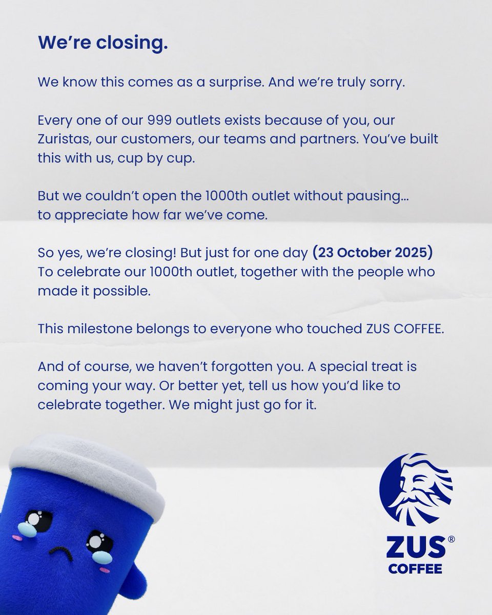 We appreciate your support since Day 1.
Tag a friend who loves ZUS.

ZUS COFFEE ☕️ a Necessity, not a Luxury