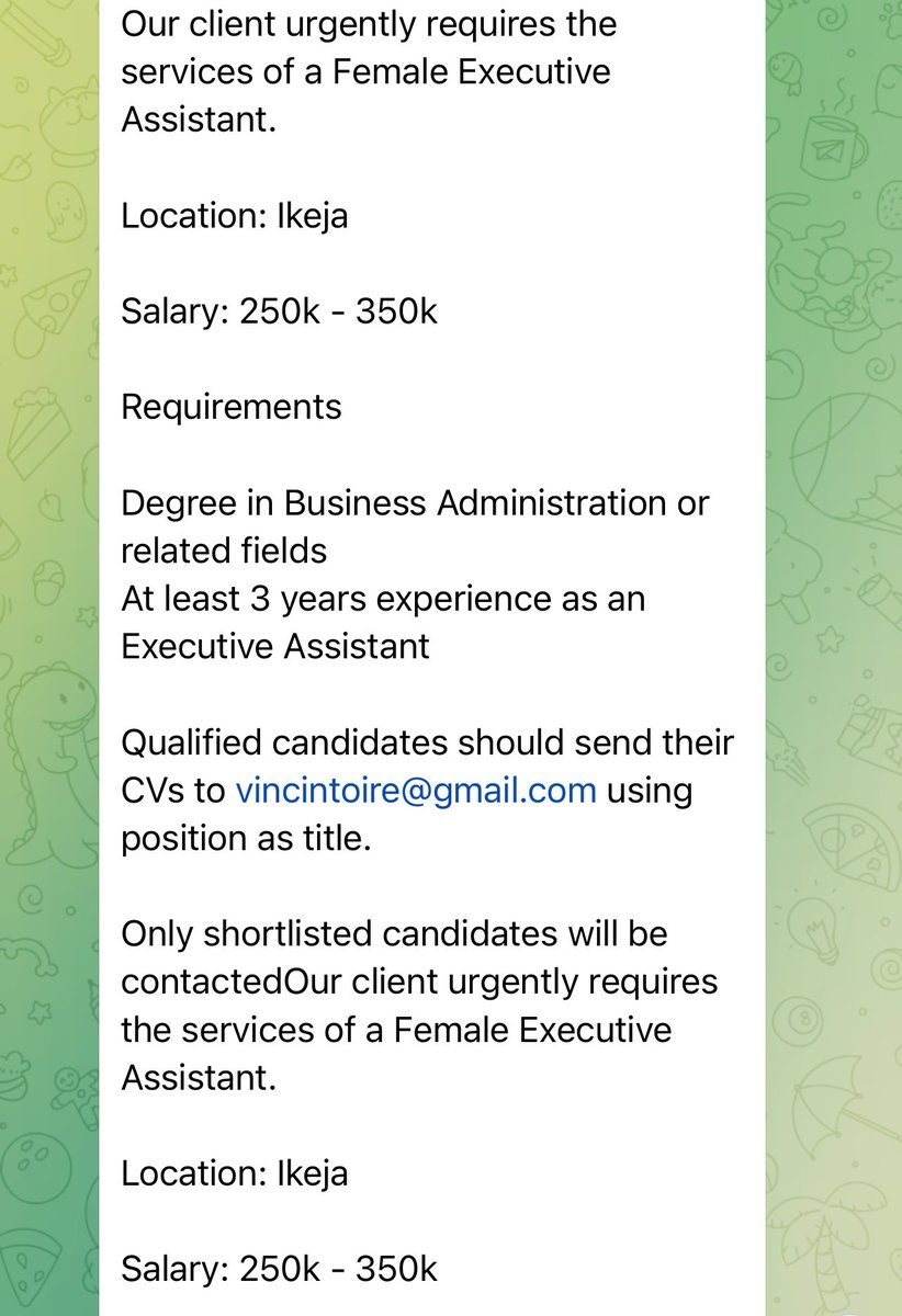 Tech_babby's tweet image. I got multiple openings for an Executive assistant, Mobile app engineer and Graphics designer/video editor
Application emails are attached to respective images👏🏾 Go apply if you’re a fit🥂