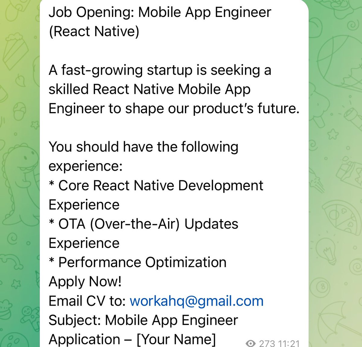 Tech_babby's tweet image. I got multiple openings for an Executive assistant, Mobile app engineer and Graphics designer/video editor
Application emails are attached to respective images👏🏾 Go apply if you’re a fit🥂