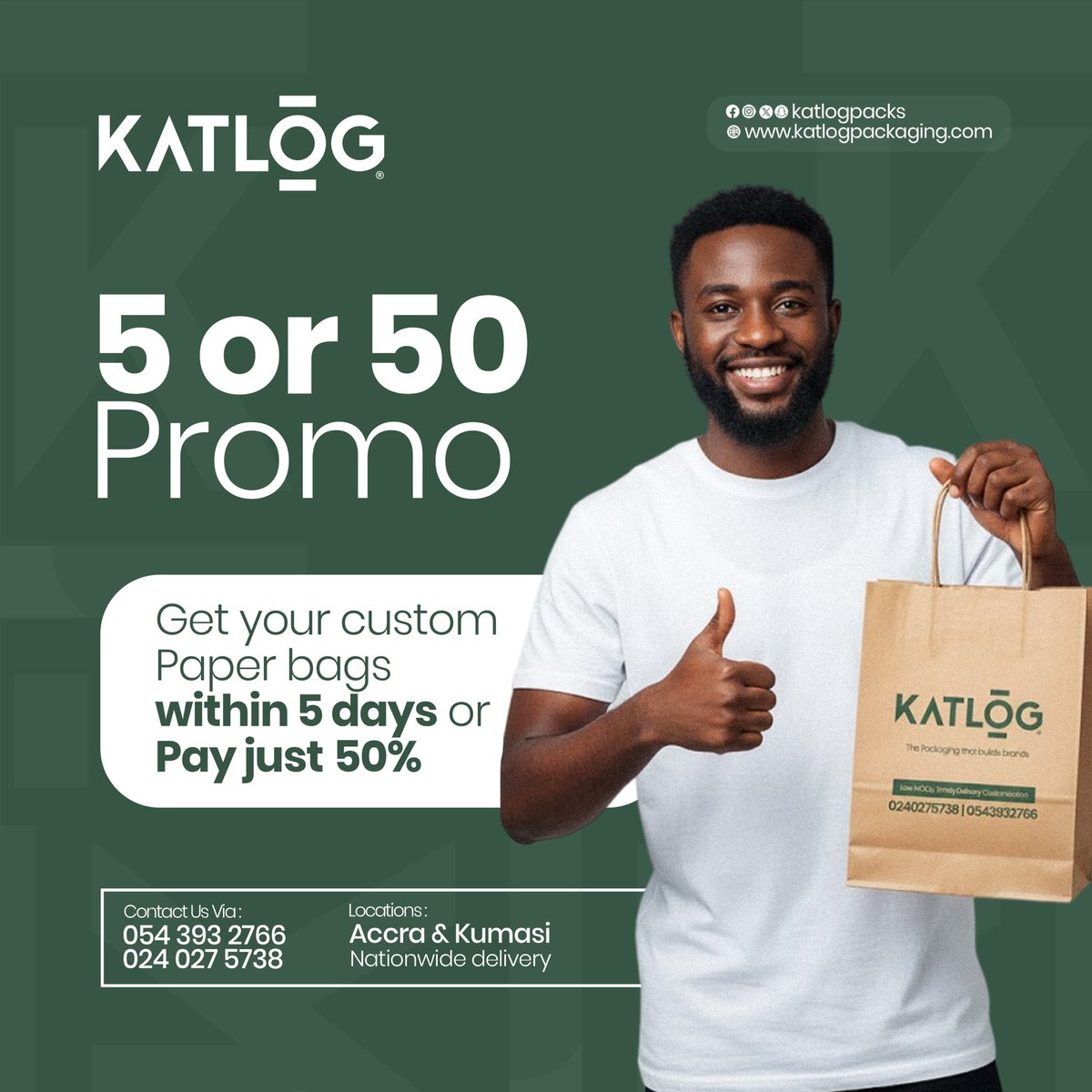katlogpackaging's tweet photo. No! 
You don’t have to wait for 14 days. Get your custom paper bags within 5 days, and if we fail to deliver, you pay just 50% of your bill. 👍 https://t.co/rNElGvechB