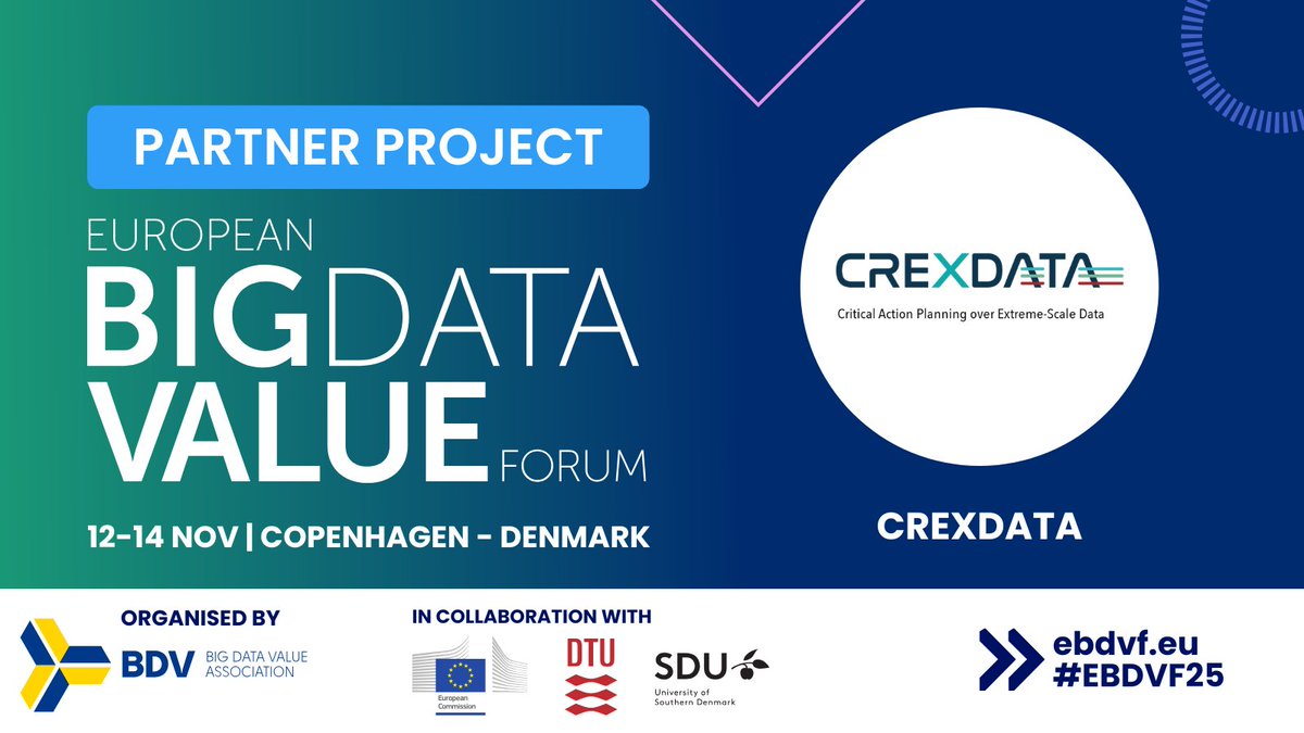 🚨Discover #EBDVF25 Partner Project: <a href="/CREXDATA_EU/">CREXDATA</a>! Thank you for supporting us👉crexdata.eu

🗓️12-14 Nov
📍<a href="/dgibyen/">dgibyen</a>, CPH

🎯CREXDATA aims to develop a versatile platform for real-time critical situation management, adaptive action planning &amp; agile decision-making.