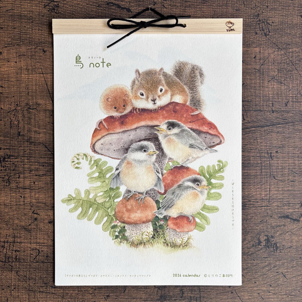 2026年のカレンダーが出来上がりました
『鳥 note』(トリノート)といいます

野鳥と森の小さい動物たちの
やさしい時間を描き留めました

表紙の絵は「ヤマガラの巣立ち」

予約受け付け中です。
発送は11月の中旬予定です。
minne.com/items/43736309