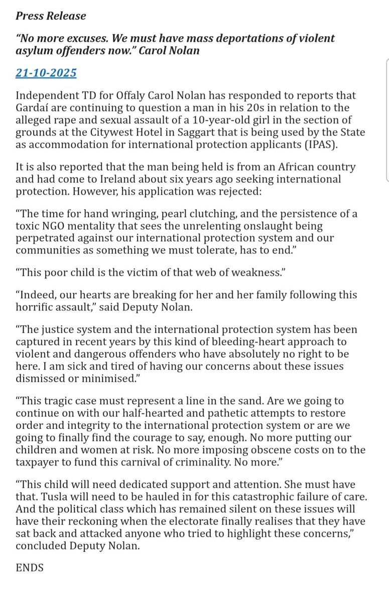 Carol Nolan TD tweet media