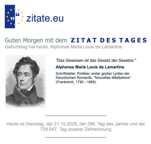 Das ZITAT DES TAGES vom 21. 10. 2025. Jetzt auch zum Hören: "ALEXA, öffne Zitate live und sage mir das ZITAT DES TAGES"!
zitate.eu/autor/alphonse…
