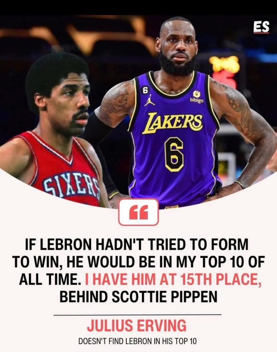 Hoopss's tweet image. Dr. J has LeBron outside of his Top 10 😳