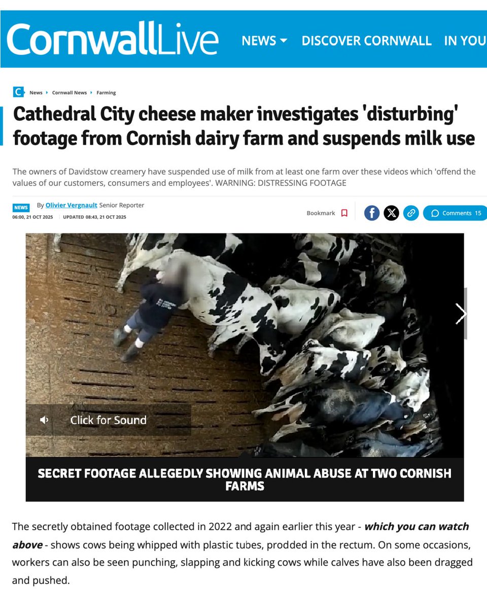 JoeyCarbstrong's tweet image. Incredibly heartening to see the large mainstream media coverage of the terrible acts committed by these high-profile “farmers” against these defenceless animals.

It’s clear that the public are disgusted by what is taking place in secrecy and wherever you fall on the issue of…