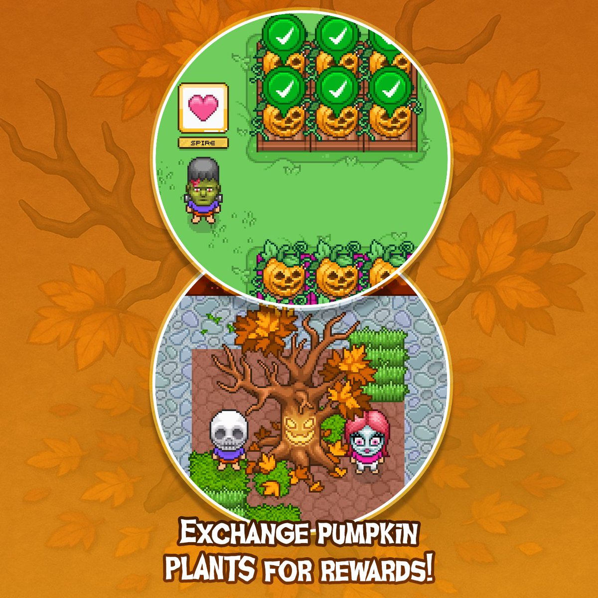 Unlock the hauntingly stylish Skelly Mortis &amp; his stitched friend Dolly Graves, or add the eerie Witherwood Tree to watch over your apartment with its glowing grin! 

LIMITED TIME ONLY! - These frightfully fun items will vanish when the season ends, so start planting NOW before