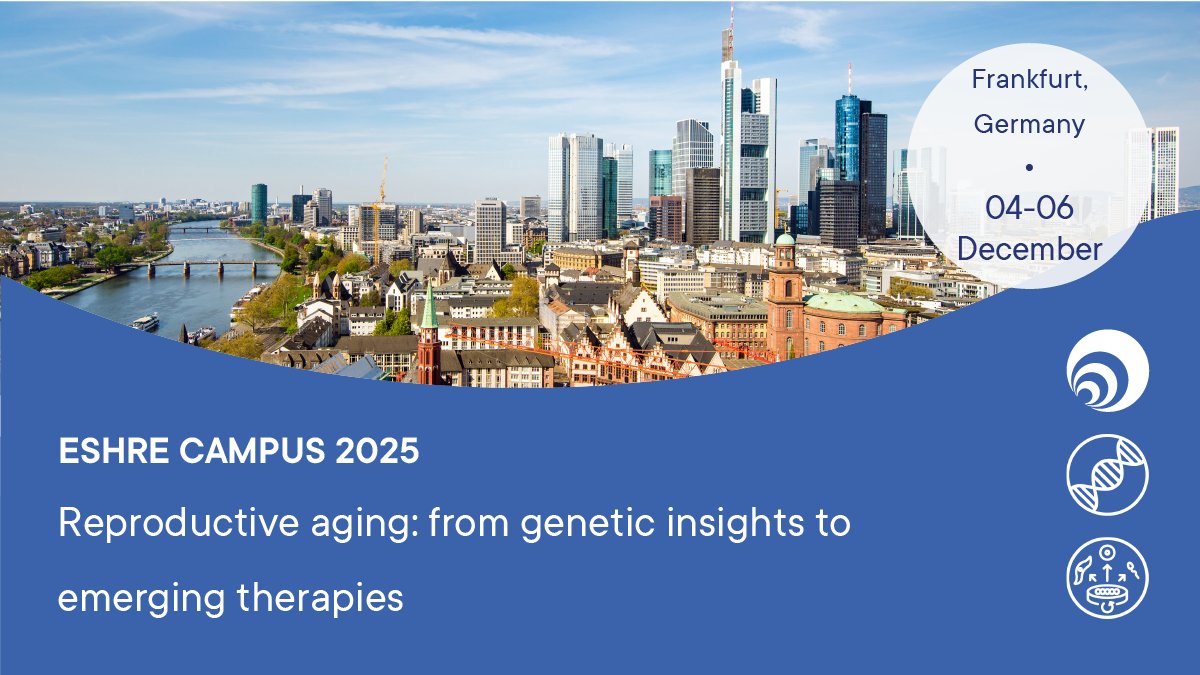 ESHRE's tweet photo. ๐งฌ Understanding Reproductive Aging: A Critical Conversation!
Explore genetic insights & emerging therapies with leading experts.
๐9.5 CME credits
๐ Abstract submissions open until 16 Nov
๐Frankfurt, Germany | ๐๏ธ 4-6 December
๐ https://t.co/6JqYiT6wtQ
#ESHRE #CampusCourse https://t.co/Lw2AGak2n5