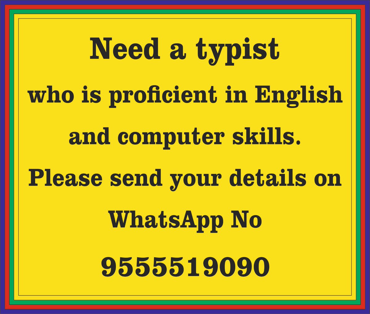 domaparisangh's tweet image. Need a typist ⌨️
Who is proficient in English and computer skills 💻.
#job #Work #facebook