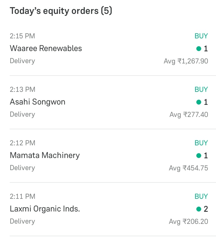 PulkitA30298377's tweet photo. Bought one qty each of following in muhurt trading
#Bitcoin (500₹)
#Niftynext 50 etf
#SBI silverbess
PPFAS one unit
Mamata Machinary
Laxmi organic
Waaree renew
Anant raj
Asahi Sangwan https://t.co/B8lo73HMYE
