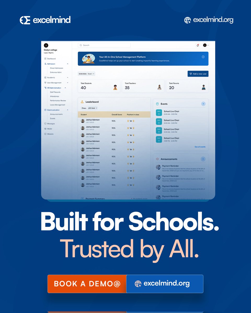joinexcelmind's tweet image. From classrooms to boardrooms, ExcelMind keeps everyone in sync.

Teachers teach better.
Parents stay informed.
Students learn smarter.
School owners lead with clear purposes.

That’s the transformation the ExcelMind app can give your school. 

You don&apos;t have to go through the…