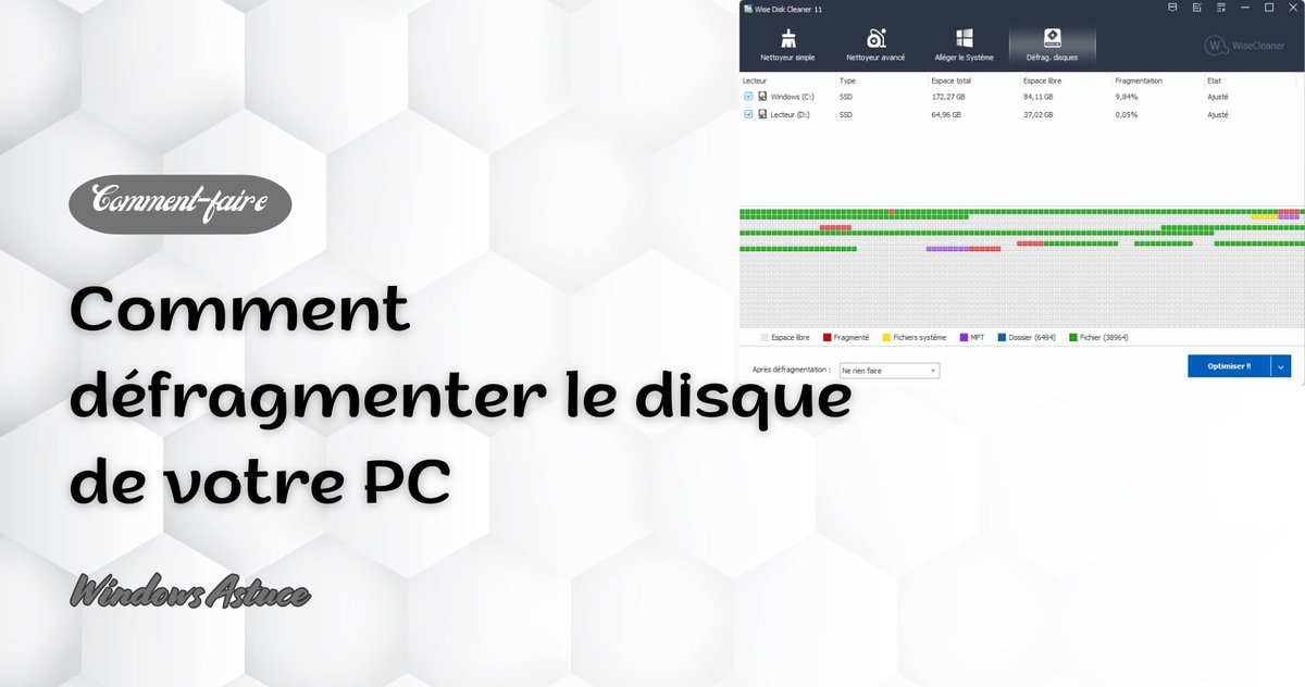 WiseCleaner_Fr's tweet image. Votre PC est lent ? Boostez ses performances en défragmentant le disque dur (HDD) en toute sécurité. Guide pas à pas ici ⬇️

🔗  bit.ly/4hh0duQ

#PC #Windows #Défragmentation #Performance #Astuce #Tutoriel #TPMP