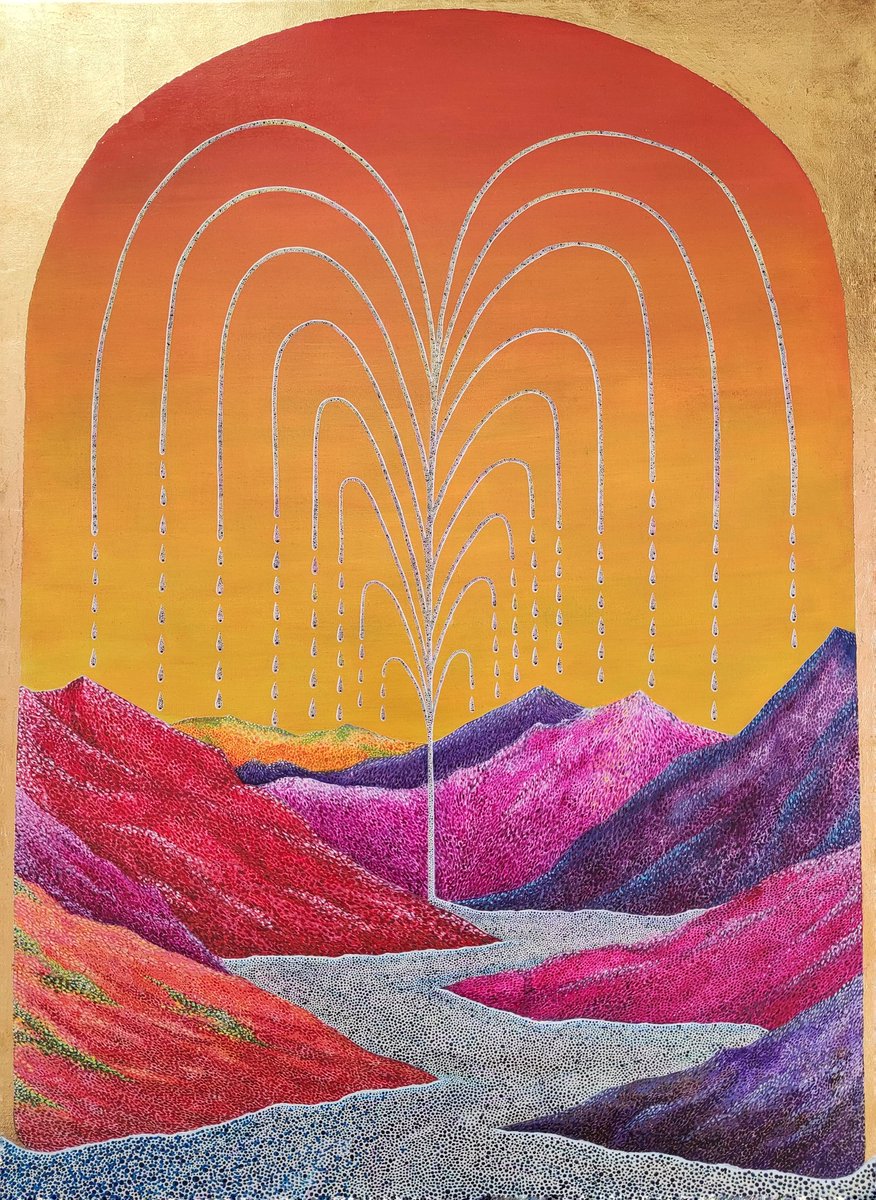 BarbaraRussa's tweet image. Spring, acrylic and gold leaf on canvas, 70x100cm, 2025

Working on this piece was a journey of its own. Took many turns, ups and downs to finally arrive at a place where I'd be happy with it. 

#landscape #ModernArt #ModernDecor #painting #artjourney #symbolism #mountainscape