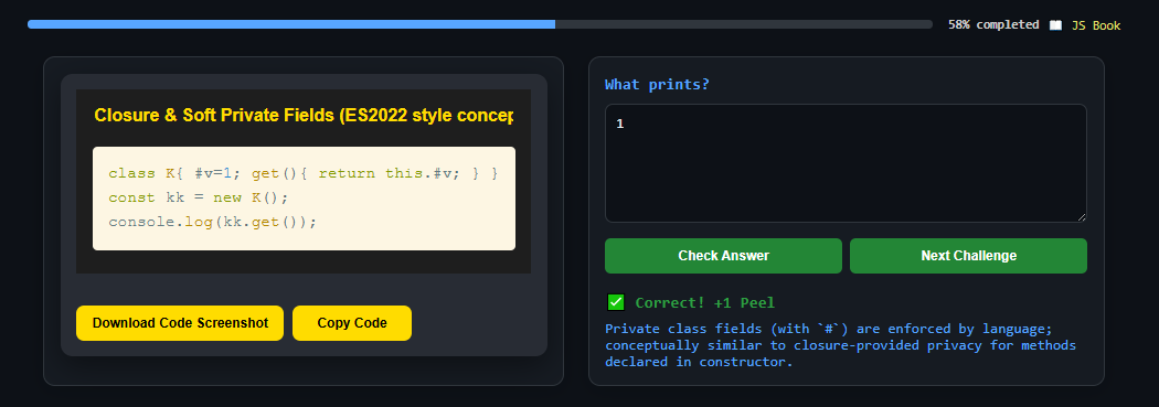 koomekelvink's tweet image. Private fields are syntactic, engine-enforced closures.
Javascript book ->
leanpub.com/javascriptstar…
#javascriptlearning #javascripttips #SoftwareDevelopment #SoftwareEngineering #buildinpublic #letsconnect #100DaysOfCode