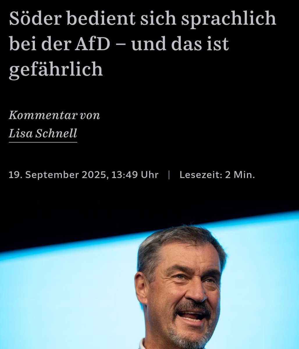 <a href="/Markus_Soeder/">Markus Söder</a> Die Realität ist , Für Spaltung und Rechts Populismus sorgt die Union mit Söder, Spahn , Merz und Co schon selbst und sind damit die bersten Wahlhelfer der Faschisten😌
