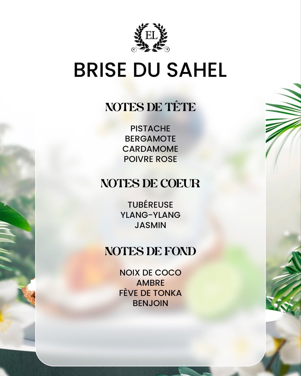 La chaleur est de retour mes chéries, et ce n’est vraiment pas le moment de porter des parfums trop épicés ou chargés en oud. 

Optez plutôt pour une fragrance fraîche et légère BRISE DU SAHEL est exactement le parfum qu’il vous faut !

Prix : 15k le 50ml 

Dm ou +22879958972