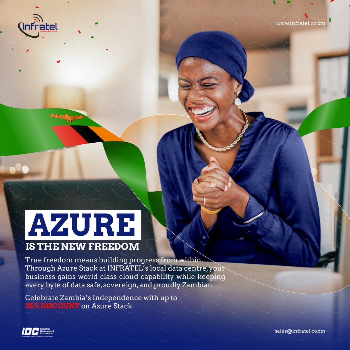 INFRATELZambia's tweet image. Zambia’s digital progress is home grown. With INFRATEL’s locally hosted Azure Stack, your business gains enterprise cloud power while your data stays secure, compliant, and entirely within Zambia. infratel.co.zm/azure/
#DigitalFreedom #AzureStack #IndependenceMonth