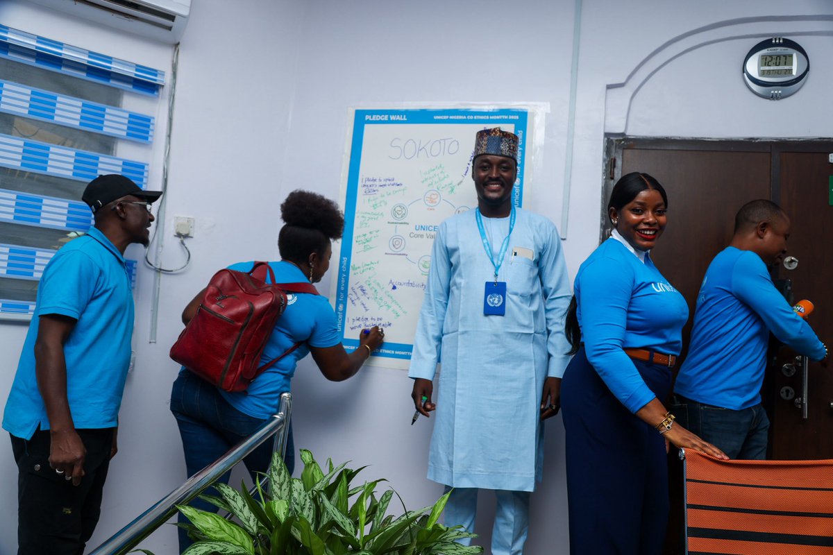 October is #EthicsMonth at UNICEF! 

We reaffirm our commitment to uphold the values that guide our work for every child:

Care | Respect | Integrity | Trust | Accountability | Sustainability

Together, we deliver as one — and for all. 

#UNICEF #ForEveryChild