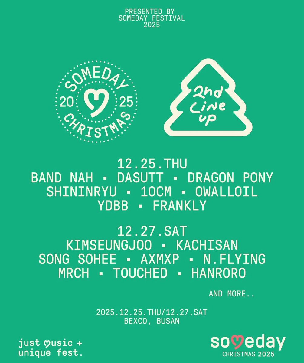 2025 썸데이페스티벌 크리스마스 #윤마치 라인업 🎄🎅🏻

🗓️ 12/27 (수)
📍부산 벡스코