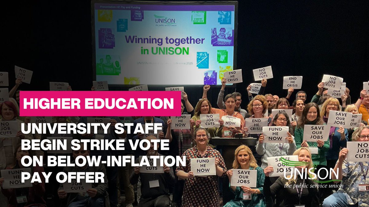 University staff begin strike vote on below-inflation pay offer

Support staff at more than 100 universities across the UK are voting on potential strike action following a below-inflation pay offer from senior managers.
unsn.uk/3KTakdv