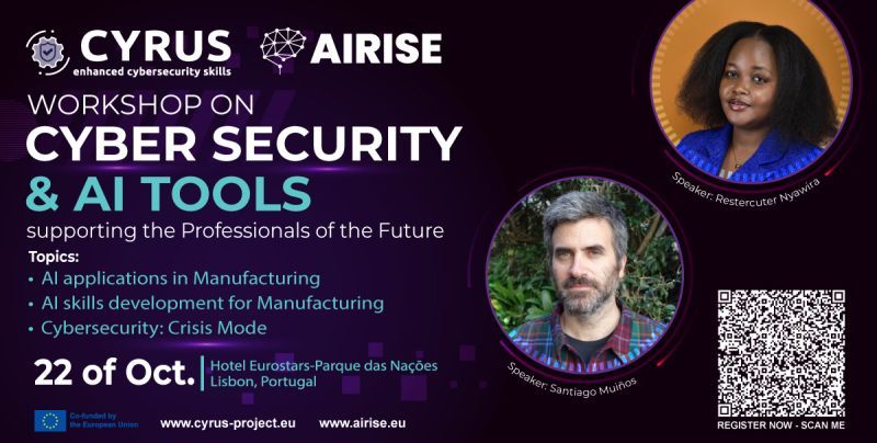 airise_eu's tweet photo. 🤖 Workshop on Cybersecurity &amp; AI Tools
On 𝗢𝗰𝘁𝗼𝗯𝗲𝗿 𝟮𝟮𝗻𝗱, join us in 𝗟𝗶𝘀𝗯𝗼𝗻 at the 𝗛𝗼𝘁𝗲𝗹 𝗘𝘂𝗿𝗼𝘀𝘁𝗮𝗿𝘀 – 𝗣𝗮𝗿𝗾𝘂𝗲 𝗱𝗮𝘀 𝗡𝗮𝗰𝗼𝗲𝘀 for a workshop exploring how 𝗖𝘆𝗯𝗲𝗿𝘀𝗲𝗰𝘂𝗿𝗶𝘁𝘆 𝗮𝗻𝗱 𝗔I 𝘁𝗼𝗼𝗹𝘀. https://t.co/C80XVepFj6