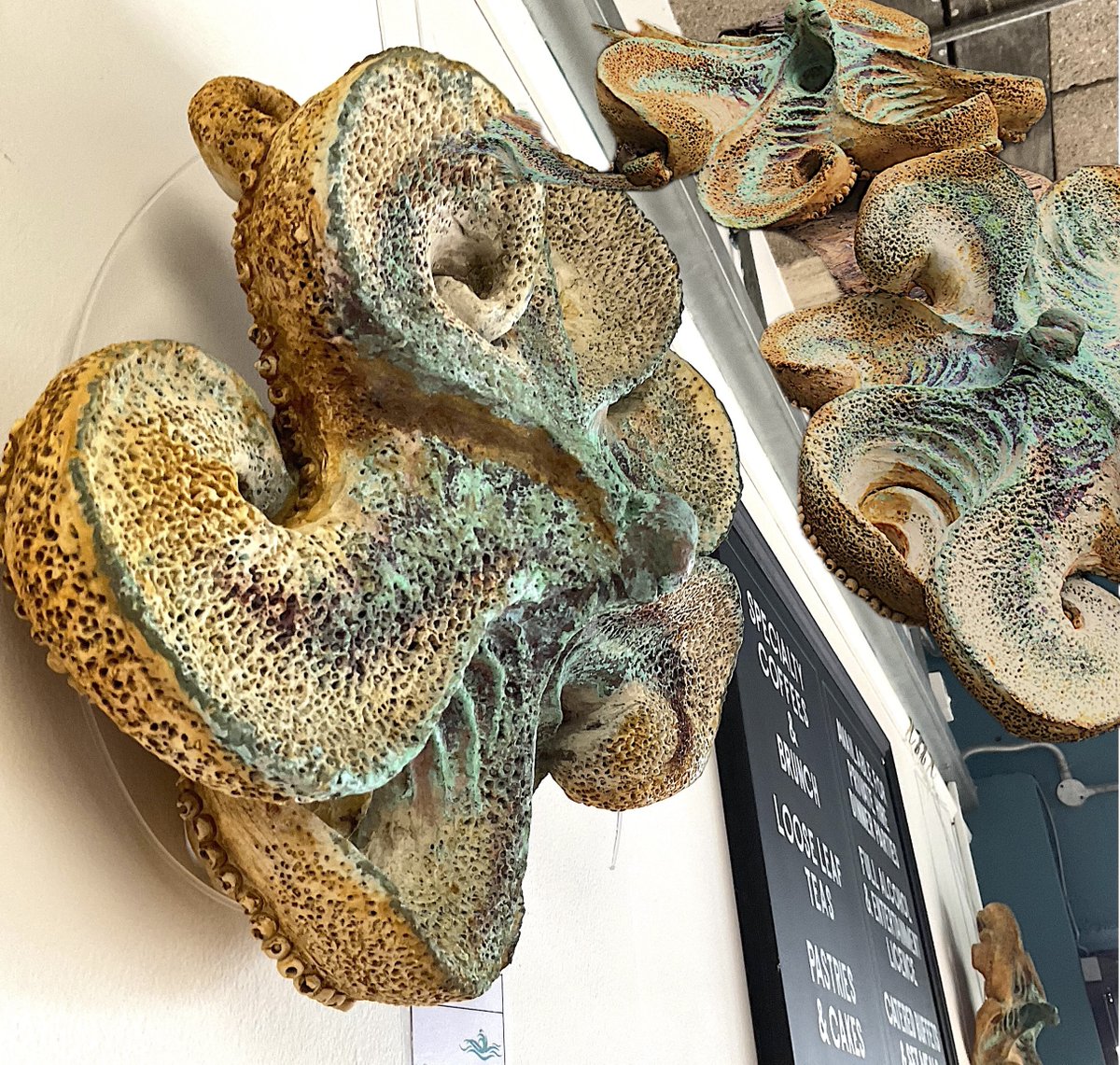 Shoreham Gallery x River Café &amp; Bistro continues! This season, sculptor Teresa Martin transforms the bistro walls with tactile works full of movement + intrigue. Art + dining in perfect harmony. Don’t miss it! #ArtExhibit #Sculpture #Shoreham #RiverCafe