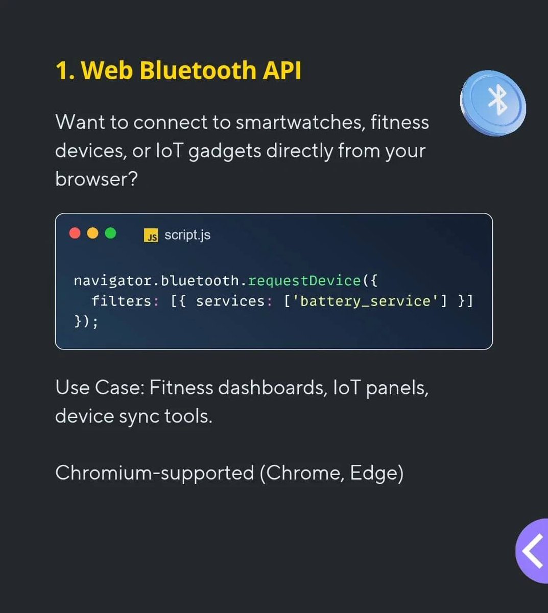 11xcoder's tweet image. Tired of waiting for native apps to catch up? 💻 These underrated JavaScript Web APIs are bridging the gap between the browser and the real world. Get ready to tap into next-level capabilities and build web apps that feel like magic. 🚀 
#JavaScript #WebDev #APIs #Frontend