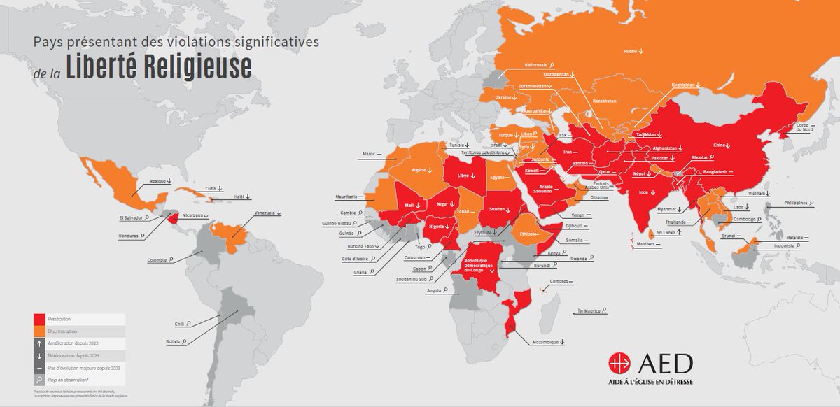 🌍 𝐑𝐚𝐩𝐩𝐨𝐫𝐭 𝐀𝐄𝐃 𝟐𝟎𝟐𝟓 : 𝐋𝐚 𝐥𝐢𝐛𝐞𝐫𝐭𝐞́ 𝐫𝐞𝐥𝐢𝐠𝐢𝐞𝐮𝐬𝐞 𝐧’𝐞𝐬𝐭 𝐩𝐚𝐬 𝐮𝐧 𝐩𝐫𝐢𝐯𝐢𝐥𝐞̀𝐠𝐞 ! ✊

🔎 Plus de 𝟓,𝟒 𝐦𝐢𝐥𝐥𝐢𝐚𝐫𝐝𝐬 𝐝𝐞 𝐩𝐞𝐫𝐬𝐨𝐧𝐧𝐞𝐬 – près des deux tiers de l’humanité – vivent dans des pays où la liberté religieuse n’est pas