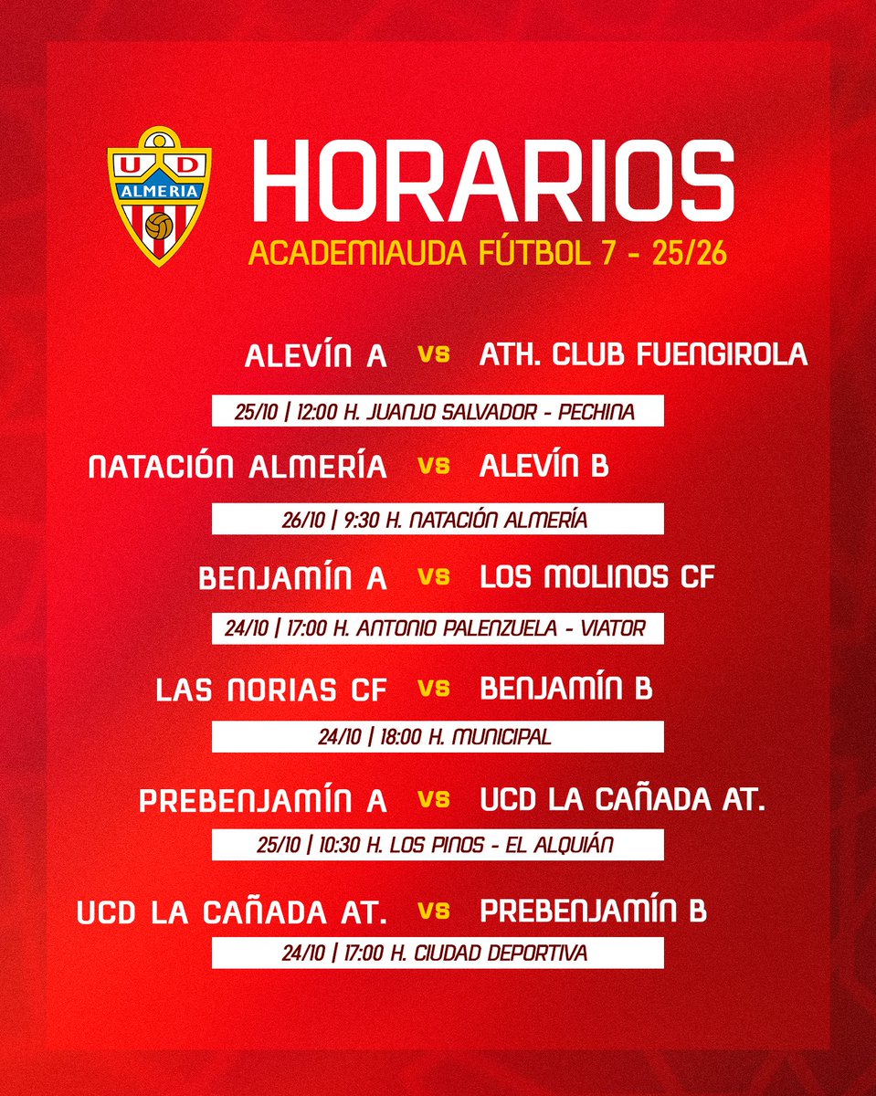 AcademiaUDA's tweet image. 🗓️ Estos son los horarios de la #AcademiaUDA para la jornada del próximo fin de semana.