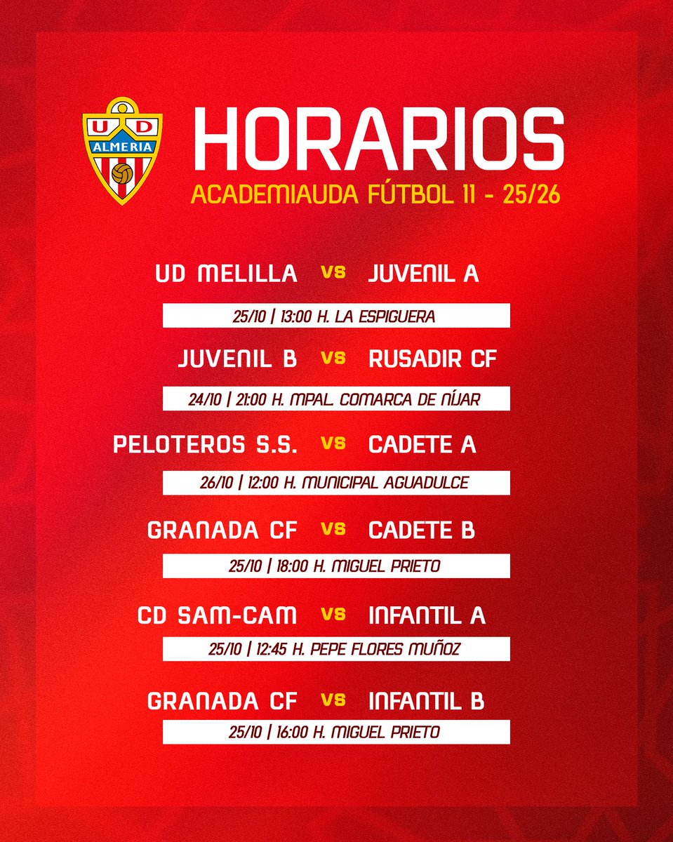 AcademiaUDA's tweet image. 🗓️ Estos son los horarios de la #AcademiaUDA para la jornada del próximo fin de semana.