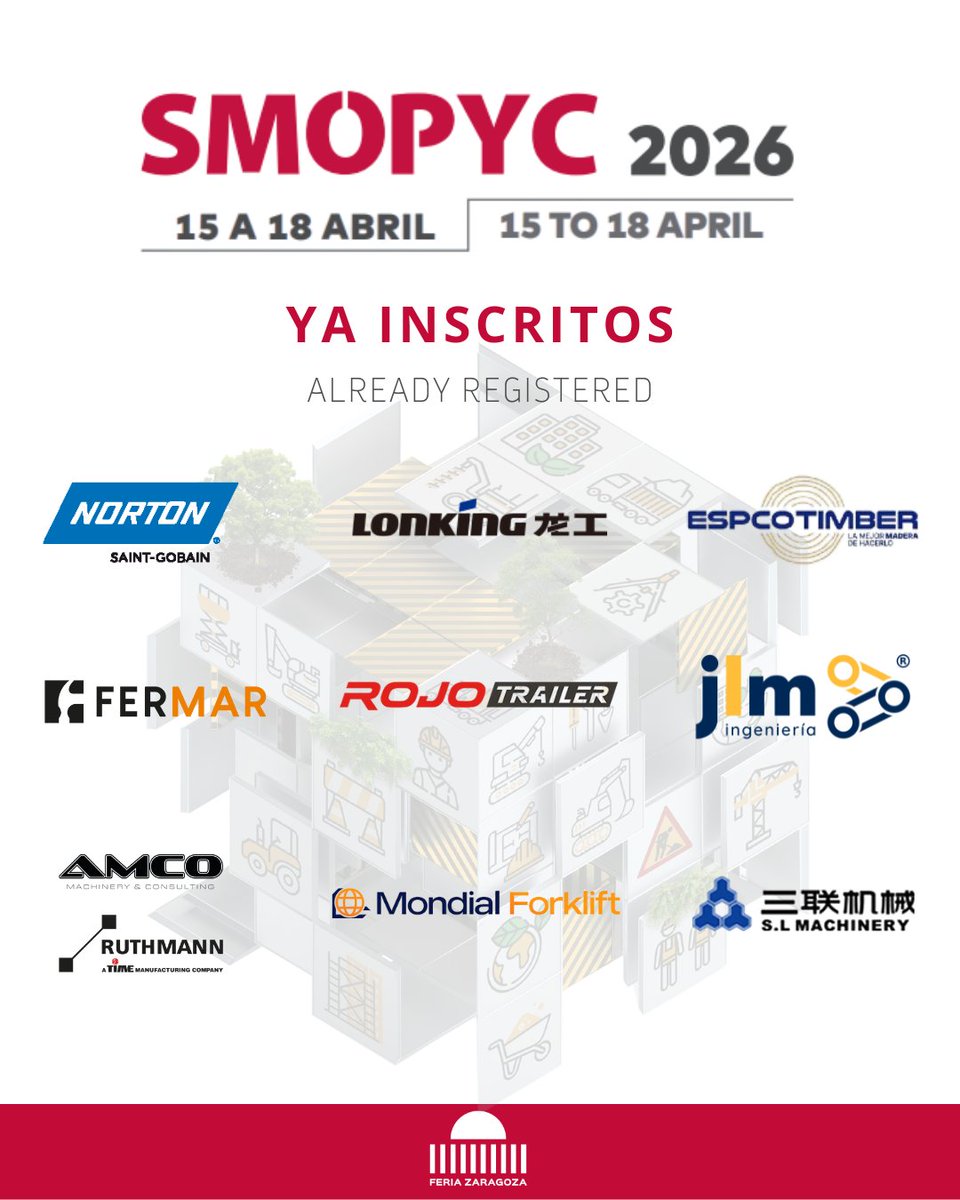 ¡Nuevos expositores para #SMOPYC2026!

Innovación, networking y grandes oportunidades te esperan del 15 al 18 de abril en Feria de Zaragoza.  

New exhibitors for #SMOPYC2026!

 Innovation, networking and great opportunities await you from 15 to 18 April at Feria de Zaragoza.