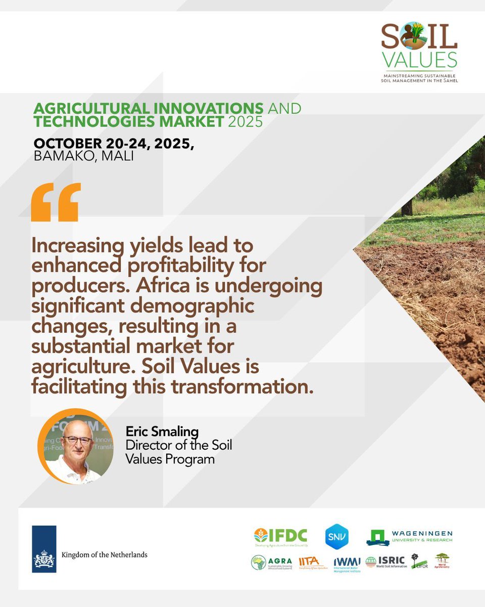 𝘽𝙪𝙞𝙡𝙙𝙞𝙣𝙜 𝘼𝙛𝙧𝙞𝙘𝙖'𝙨 𝙎𝙤𝙞𝙡 𝙃𝙚𝙖𝙡𝙩𝙝 𝙈𝙤𝙫𝙚𝙢𝙚𝙣𝙩

At #MITA2025, Soil Values joins thought leaders to share lessons from across the Sahel — from policy frameworks to field-based innovation. 

Together, we are shaping the future of sustainable soil management