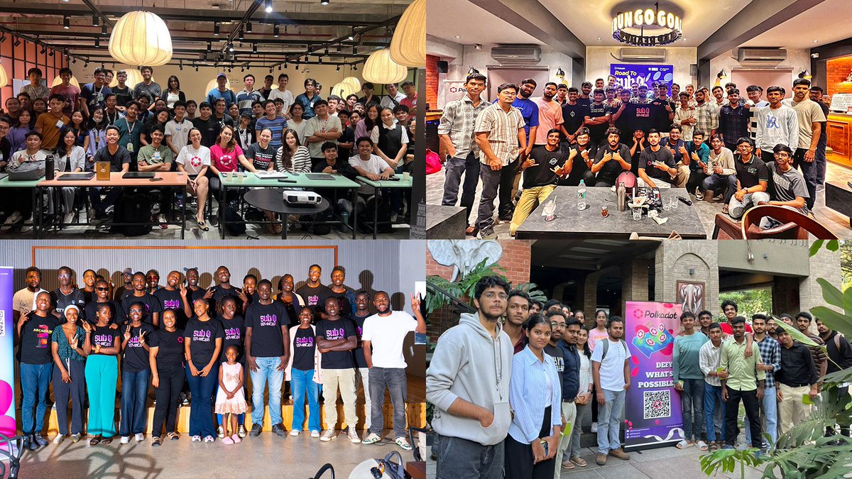 Polkadot's tweet image. don't fade a truly global community
shoutout to @DOTmeetups for organizing 55+ Polkadot Builder Party meetups in the past few weeks!