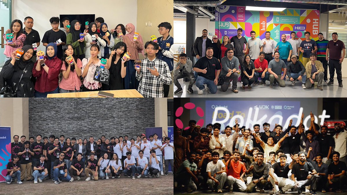 Polkadot's tweet image. don't fade a truly global community
shoutout to @DOTmeetups for organizing 55+ Polkadot Builder Party meetups in the past few weeks!