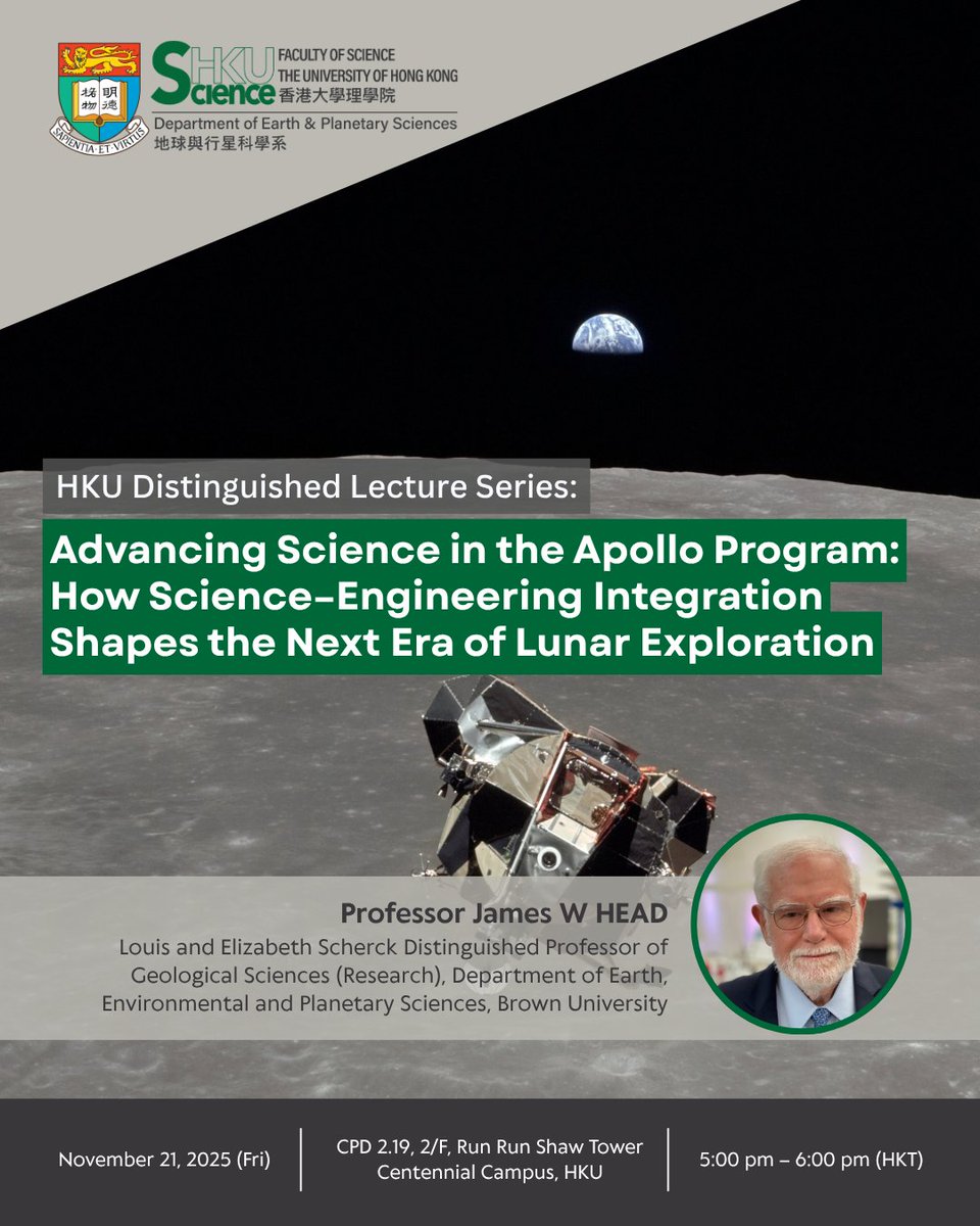 Discover how the Apollo Program shaped our understanding of the Moon and what it means for the next era of exploration. My former advisor, Prof. James Head from Brown University will deliver a Distinguished Lecture about "Advancing Science in the Apollo Program: How