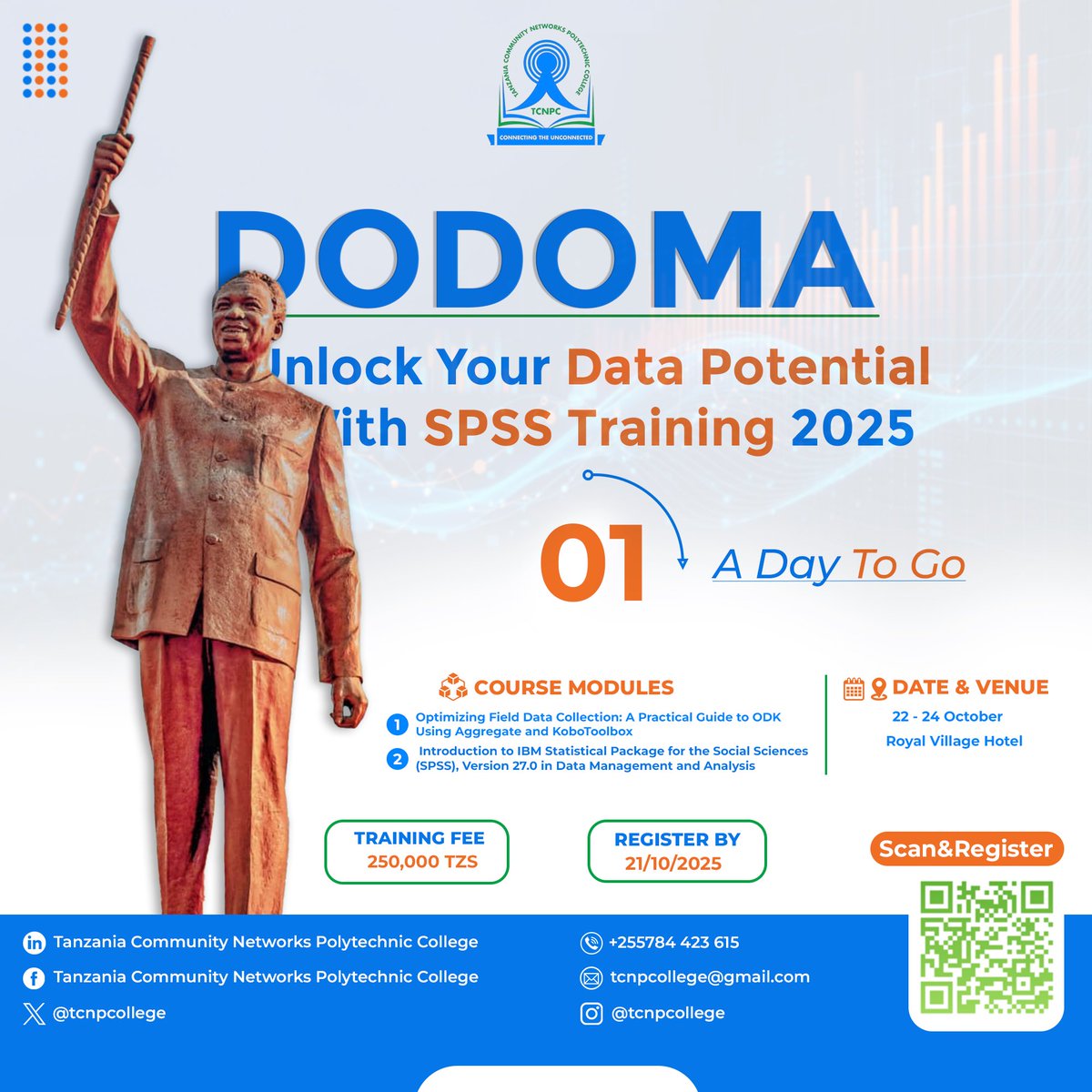 Dr_Matogoro's tweet image. 📊 One Day to Go!
We’re excited to announce that the SPSS Training kicks off tomorrow at Royal Village, Dodoma! 🎓
Join us for an engaging and hands-on learning experience designed to enhance your data analysis and research skills using SPSS.