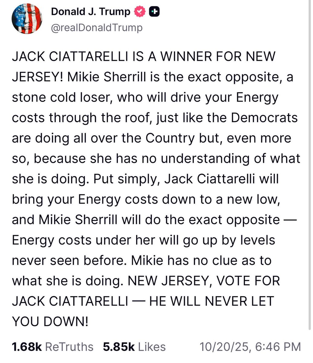 ⚓🇺🇸 Jim Williams 🇺🇸⚓ (@jimwill_kag) on Twitter photo Hey NJ vote for Jack Ciattarelli! 👍🇺🇸
<a href="/Jack4NJ/">Jack Ciattarelli</a> Hey NJ vote for Jack Ciattarelli! 👍🇺🇸
<a href="/Jack4NJ/">Jack Ciattarelli</a>