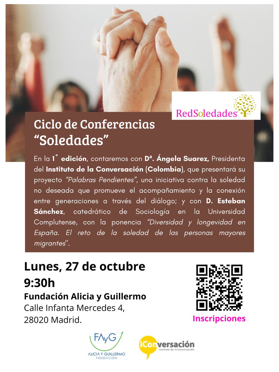 Inauguramos un ciclo de conferencias con un encuentro para reflexionar sobre la soledad, abordando iniciativas innovadoras para hacerle frente desde una perspectiva comunitaria y analizando el reto específico de la soledad en las personas migrantes. 👉forms.gle/DpekbWtWWTKccw…