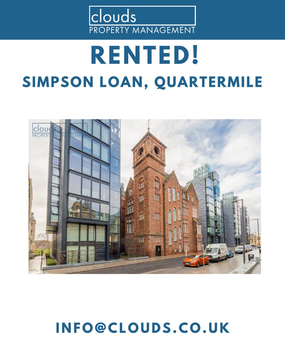 cloudsproperty's tweet photo. This stunning 1 bed apartment in the sought after Quartermile development is now rented!
📨 info@clouds.co.uk 📨
#Edinburgh #Property #Clouds #luxury #torent #propertytorent #lettings #propertymanagement #realestate #landlords #lettingagent #landlord #tolet #tenants #renting https://t.co/L5FuVyhNl5