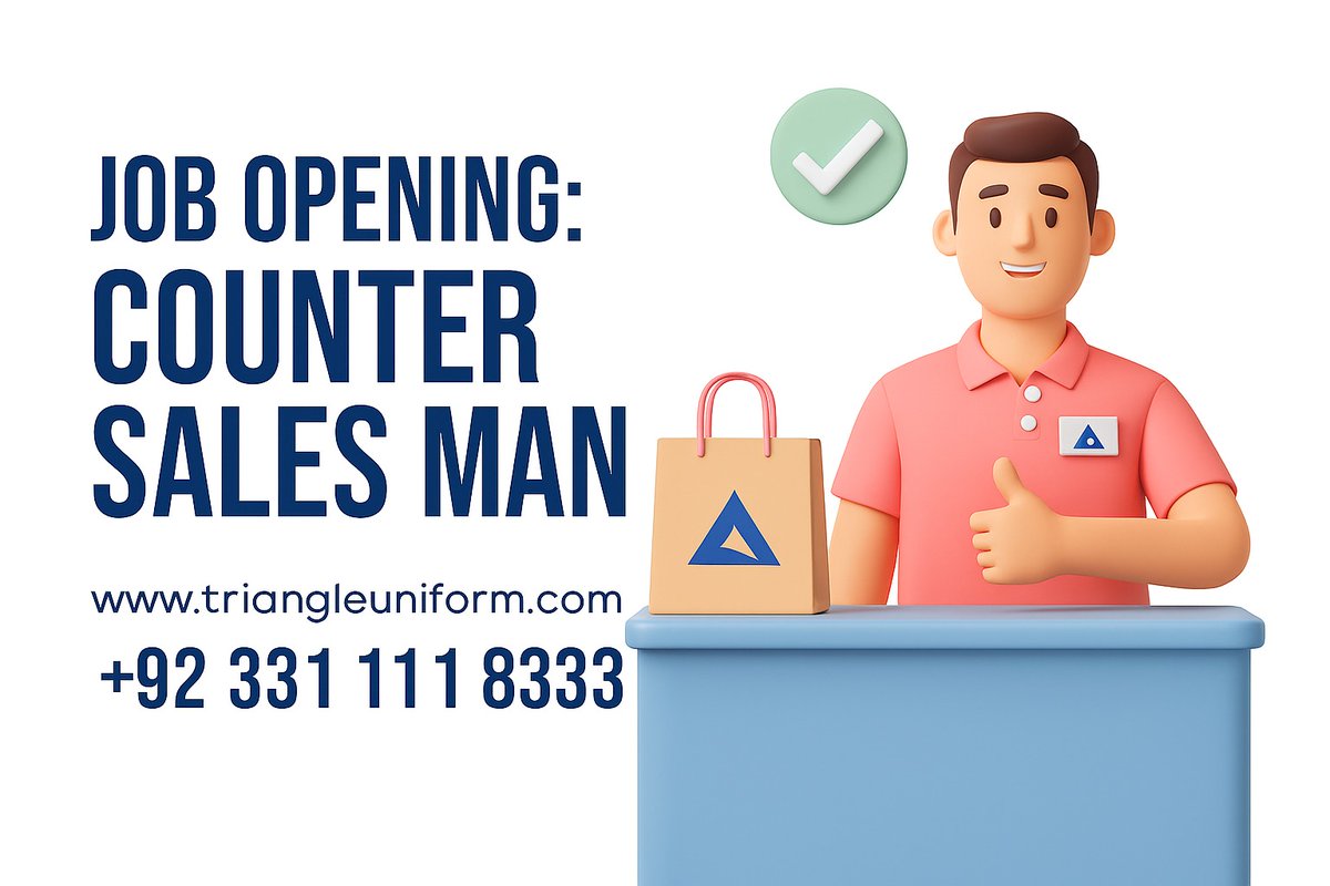TriangleUniform's tweet image. Urgently hiring counter Sales Girl/Sales Man