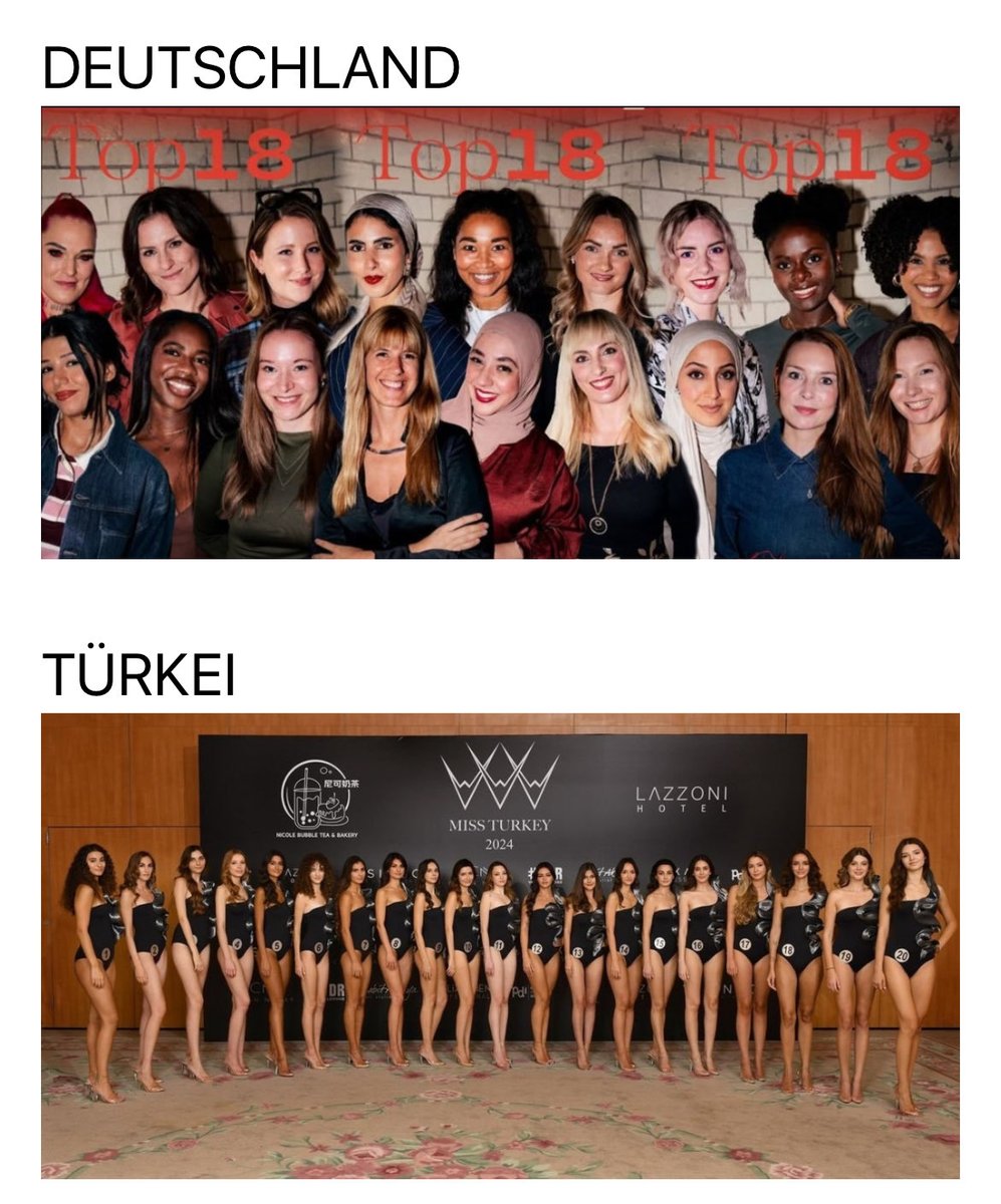 MISS-WAHLEN

▪️OBEN: Miss Germany
▪️UNTEN: Miss Türkei

Fällt Ihnen etwas auf?

RICHTIG❗️