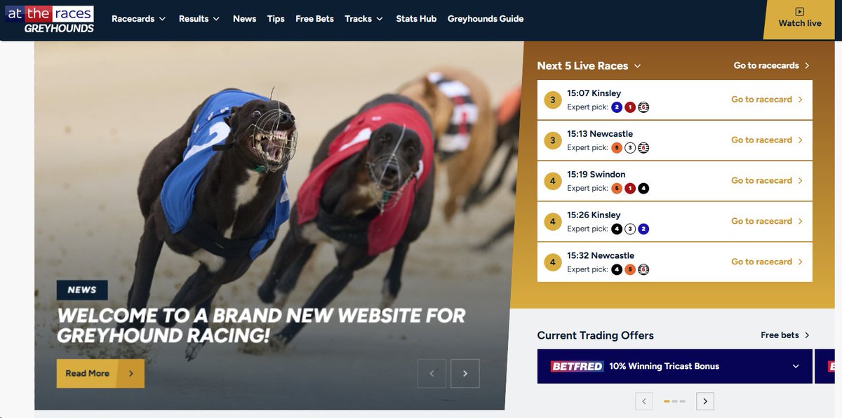 Over the weekend we launched a new website to support Greyhound Racing at attheraces.com/greyhounds. 🧵