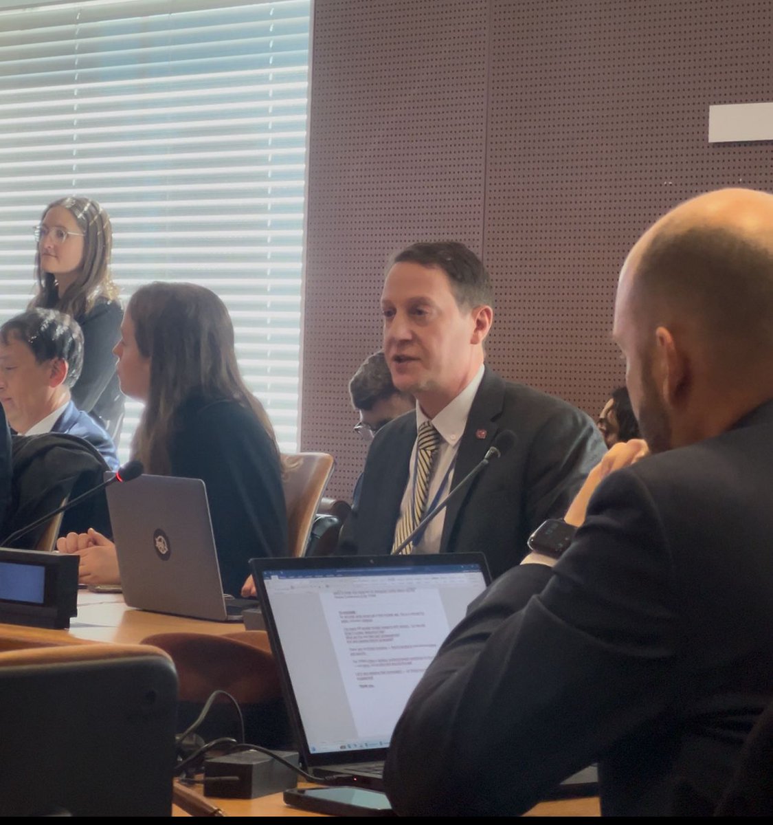 3/ ICAN’s <a href="/SethShelden/">Seth Shelden</a> gave a presentation about the growing membership of the treaty, including that the treaty has just reached a “global majority” of states as parties or signatories; a clear sign of momentum and an invitation for all States to step up and join the #NuclearBan