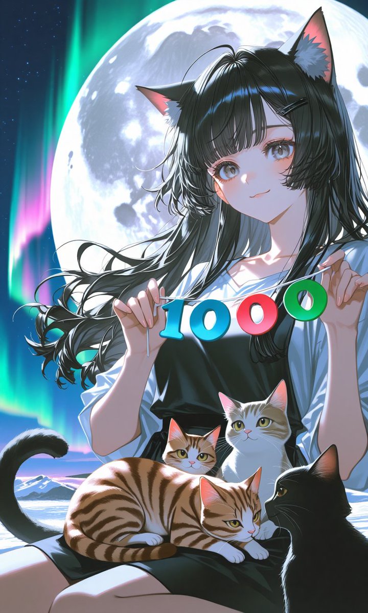 hatocat33's tweet image. フォロワー1,000人突破!
この1か月でたくさんの素敵な友達に出会えました!
みんなの応援、めっちゃ嬉しいよ~!
フォロー、いいね♡、リポストがめっちゃ励みになるから、これからもよろしくね!
これからもAIイラストで一緒に楽しみたい!
#AIArt #AIイラスト #1000フォロワー